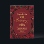 Convites  Modern 50th Birthday Elegant Burgundy Gold Floral<br><div class="desc">Modern black and red with gold birthday invitation template is perfect for stylish birthday party. Elegant-minimalistic themed invite is full of fun and modern design elements,  elegant calligraphy and modern fonts. Birthdays are special days,  and this invite can help it make a memorable for friends.</div>