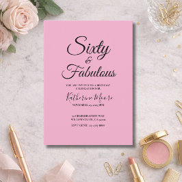 Convites Modern 60and Fabulous Pink 60th Birthday Party