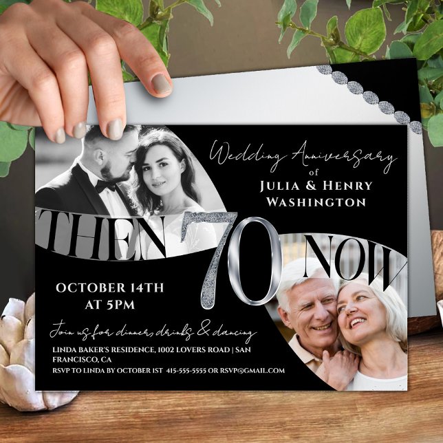 Convites Modern 70th Wedding Anniversary (Criador carregado)