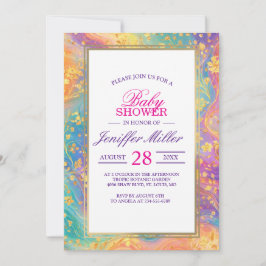 Convites Modern Abstract Glitter Floral Monogram Design    