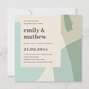 CONVITES MODERN ABSTRACT SOFT AQUA BLUE ART ENGAGEMENT