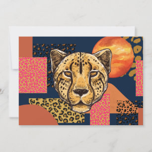 Convites Modern Abstrato Safari Cheetah