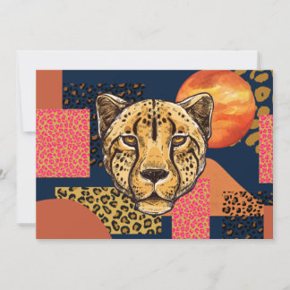 Convites Modern Abstrato Safari Cheetah