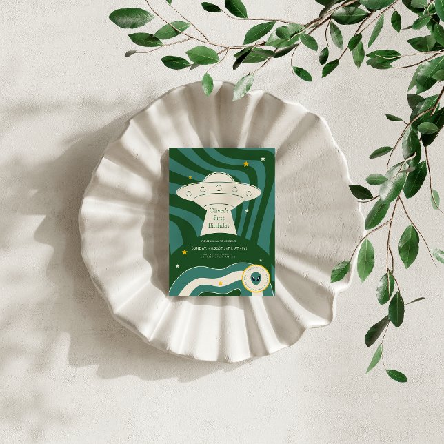 Convites Modern alien 1st birthday  (Criador carregado)