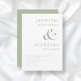 Convites Modern Ampersand Typografia Sage Green Wedding