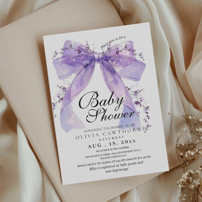Convites Modern and elegant Bow Baby Shower (Criador carregado)