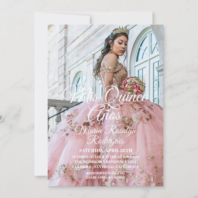 Convites Modern and Elegant Quinceañera Photo (Frente)