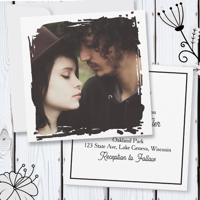 Convites Modern and Simple Unique Photo Template Wedding (Criador carregado)