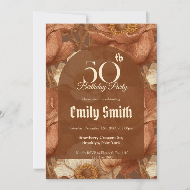 Convites Modern Anemones Themed Birthday Celebration (Frente)