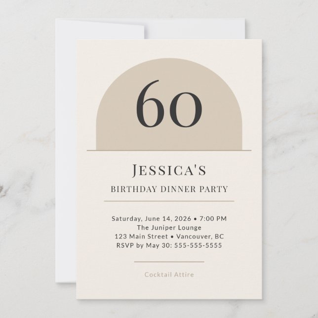 Convites Modern Arch 60th Birthday Dinner Party Invitation (Frente)