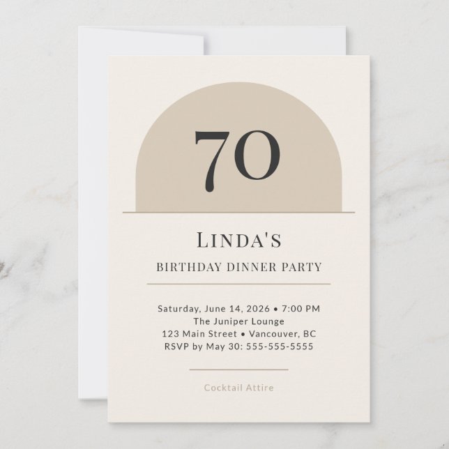 Convites Modern Arch 70th Birthday Dinner Party Invitation (Frente)