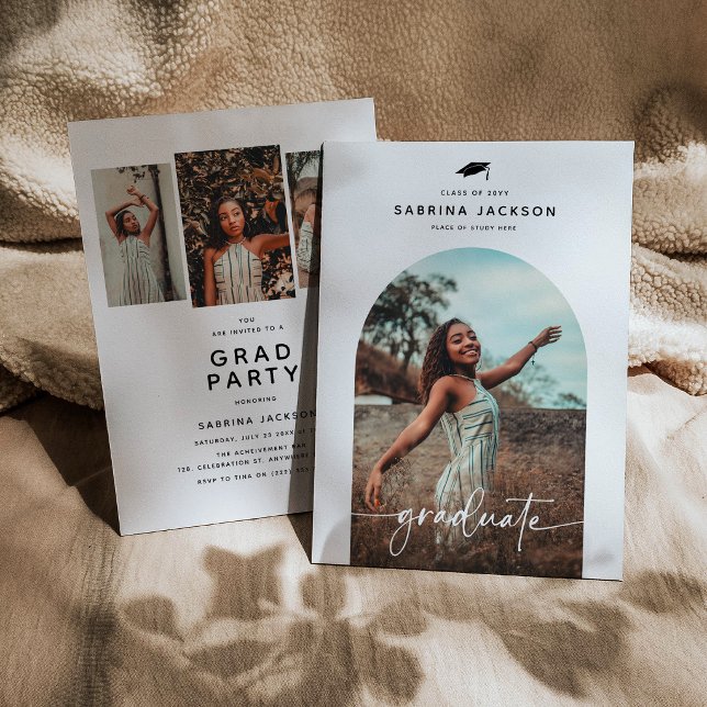 Convites Modern Arch Photo Graduation Party (Criador carregado)