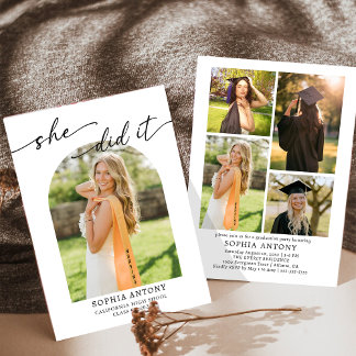 Convites Modern Arch Photo Graduation Party Invitation