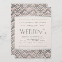 Convites Modern Art Deco | Blush e Faux Silver Weds