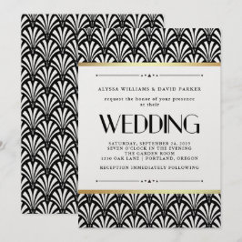 Convites Modern Art Deco | Casamento Negro e Branco
