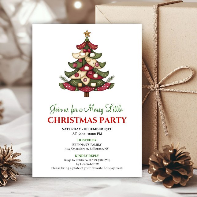 Convites Modern artistic Christmas tree party celebration (Modern artistic Christmas tree party celebration)