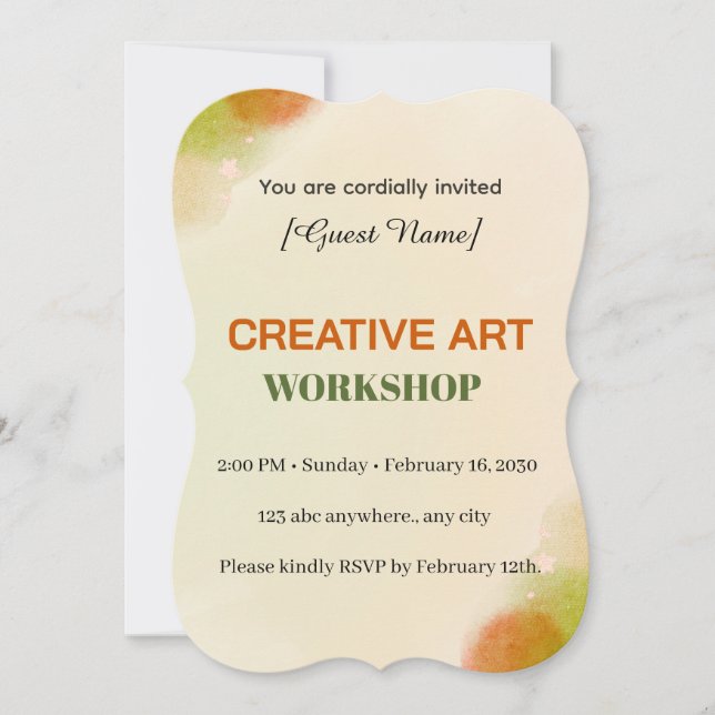Convites Modern Artistic Event Card | Creative Art Workshop (Frente)