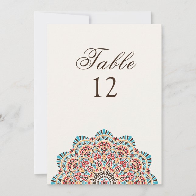 Convites Modern Artistic Style Mandala Wedding Table Number (Frente)