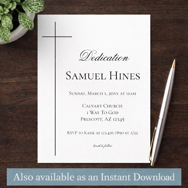 Convites Modern Baby Dedication Invitation Cross Template (Criador carregado)