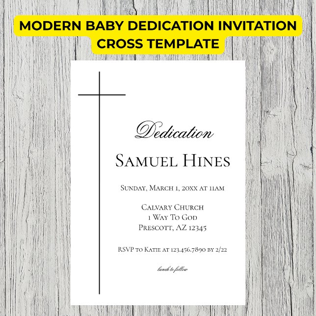 Convites Modern Baby Dedication Invitation Cross Template (Modern Baby Dedication Invitation Cross Template)