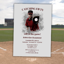 Convites Modern Baseball Catching Fifty Men's 50th Birthday
