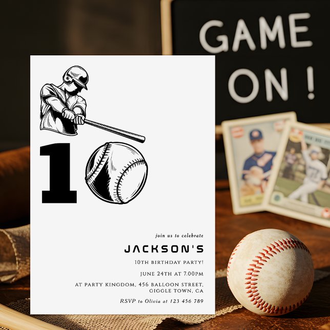 Convites Modern Baseball Theme Sports Boy 10TH Birthday (Criador carregado)