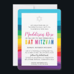 Convites MODERN BAT MITZVAH - Arco-íris colorido do técnico<br><div class="desc">por kat massard >> https://linktr.ee/simplysweetpaperie << Um design de convite moderno, simplesmente clássico, para o BAR do seu filho, Bat ou B'NAI MITZVAH TIP :: 1. Para alterar/mover gráficos e fontes e adicionar mais texto - pressione o botão "personalizar". - - - - - - - - - - -...</div>