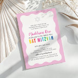 Convites MODERN BAT MITZVAH - arco-íris - cores cor-de-rosa<br><div class="desc">por kat massard >> https://linktr.ee/simplysweetpaperie << Um design de convite moderno, simplesmente clássico, para o BAR do seu filho, Bat ou B'NAI MITZVAH TIP :: 1. Para alterar/mover gráficos e fontes e adicionar mais texto - pressione o botão "personalizar". - - - - - - - - - - -...</div>