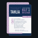 Convites MODERN BAT MITZVAH bloco marinho azul roxo<br><div class="desc">por kat massard > WWW.SIMPLYSWEETPAPERIE.com Ame o design,  mas gostaria de ver algumas mudanças - outro esquema de cores,  produto,  adicionar uma foto ou adaptado para uma ocasião diferente - não me preocupes simplesmente me contatar - estou feliz em ajudar! - - - -</div>
