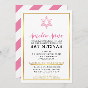 Convites MODERN BAT MITZVAH CONVIDA estrela de joias cor-de