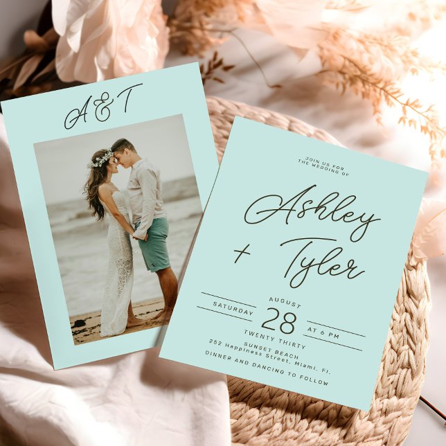 Convites Modern beach destination photo wedding (Criador carregado)