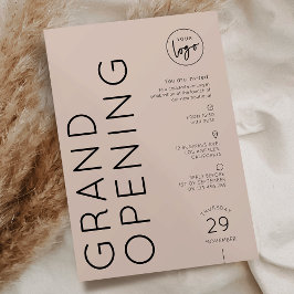 Convites Modern Beige Business Logo Grand Opening