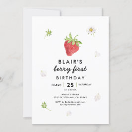 Convites Modern Berry Primeiro Aniversário Tema De Morango