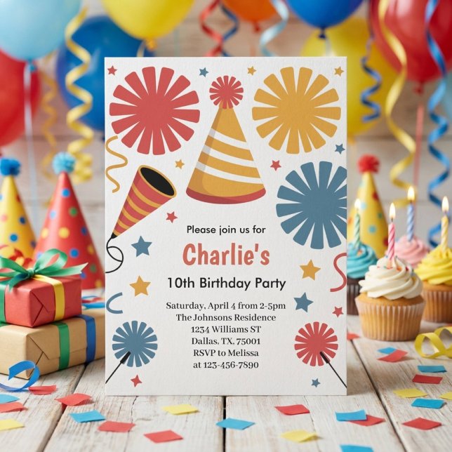 Convites Modern Birthday Confetti Fun  (Criador carregado)