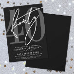 Convites Modern Black 40th Birthday Party Invitation<br><div class="desc">Celebrate in style with this elegant yet modern 40th Birthday Party Invitation, perfect for marking a milestone in chic fashion. The design features a bold black background with a large “40” in gray at the top left for a sleek, contemporary look. The party details are arranged neatly at the bottom...</div>