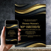 Modern Black and Gold 40th Birthday Party
