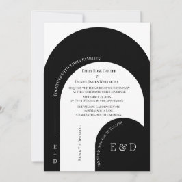 Convites Modern Black and White Arched Wedding