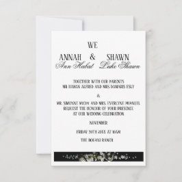 Convites Modern Black and White Floral Wedding Invitation