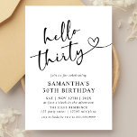 Convites Modern Black and White Hello 30th Birthday Party<br><div class="desc">Celebrate your big 3-0 with our Modern Elegant Black and White Hello 30th Birthday Party Invitation! Featuring a striking combination of bold black and crisp white, this stylish invitation exudes sophistication and energy. Sleek typography and contemporary design elements make it the perfect way to announce your milestone celebration. Personalize it...</div>