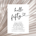 Convites Modern Black and White Hello Fifty Birthday Party<br><div class="desc">Celebrate turning fifty in timeless style with this modern black and white “Hello Fifty” birthday invitation. Featuring clean typography and a sleek minimalist design,  it’s perfect for elegant milestone celebrations,  whether you’re hosting a classy dinner,  cocktail night,  or modern birthday party.</div>