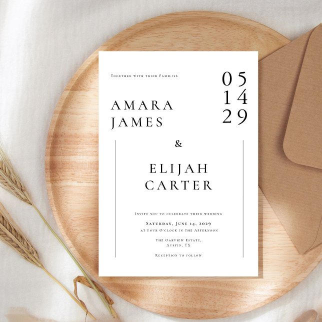 Convites Modern Black and White Minimal Wedding (Criador carregado)