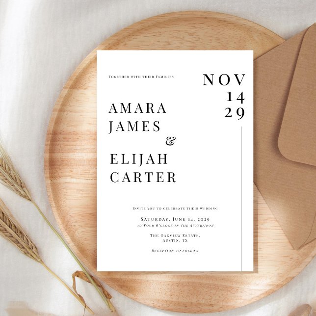 Convites Modern Black and White Minimal Wedding (Criador carregado)