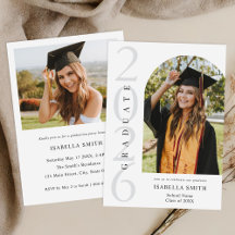 Modern Black and White Minimalist Photo Graduation