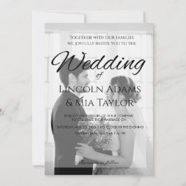 Convites Modern Black and White Overlay Wedding Invitation