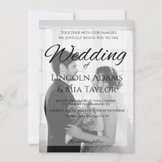 Convites Modern Black and White Overlay Wedding Invitation