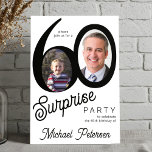 Convites Modern black and white photo 60th birthday party<br><div class="desc">Trendy bold typography 60th birthday surprise party invitation with 2 photos and modern retro style script. Easy to personalize with your text and pictures.</div>