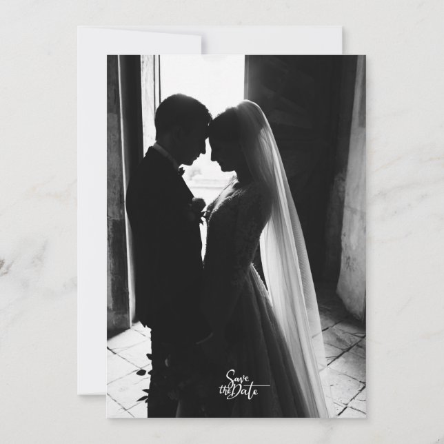 Convites Modern black and white Photo Wedding (Verso)