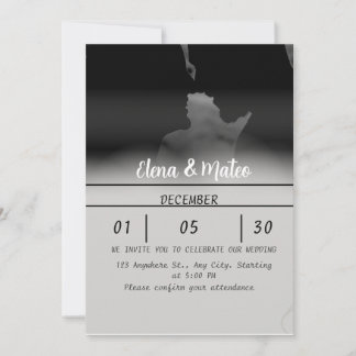 Convites Modern Black and White Photo Wedding Invitation