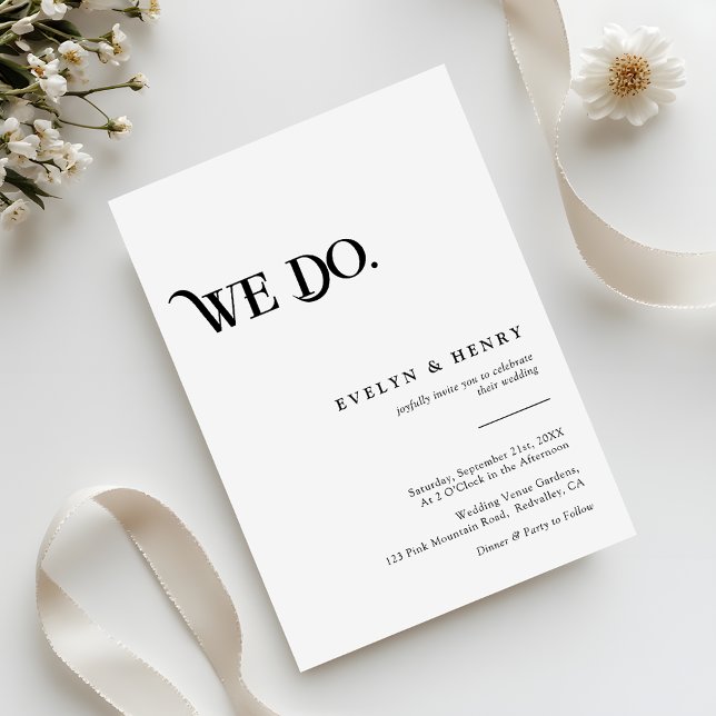 Convites Modern Black and White We Do Wedding (Criador carregado)