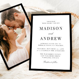 Convites Modern Black Border Photo Wedding
